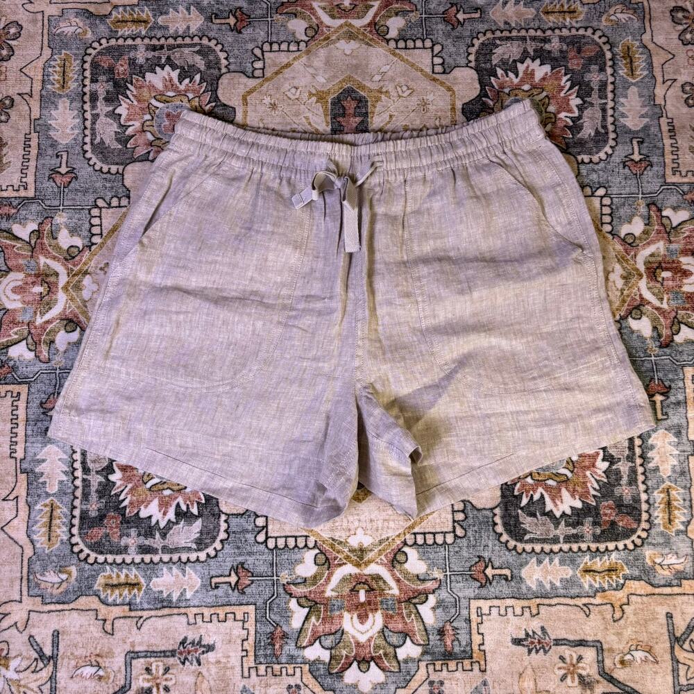 Quince new with tags tan linen lounge shorts pull on stretch resort vacation M